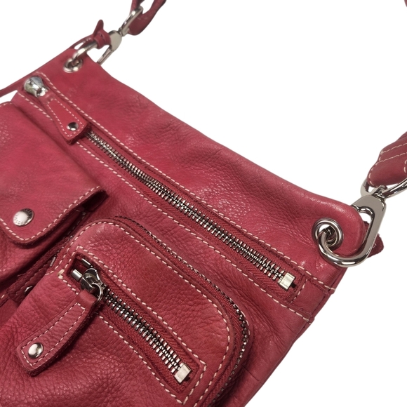 Vintage Fossil Sutter Soft Leather Crossbody Bag Adjustable Strap Purse Pink Sm - Picture 3 of 11